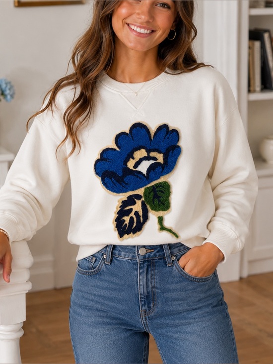 Ted Baker Tops - Ted Baker Karlaih cotton boucle-flower sweatshirt